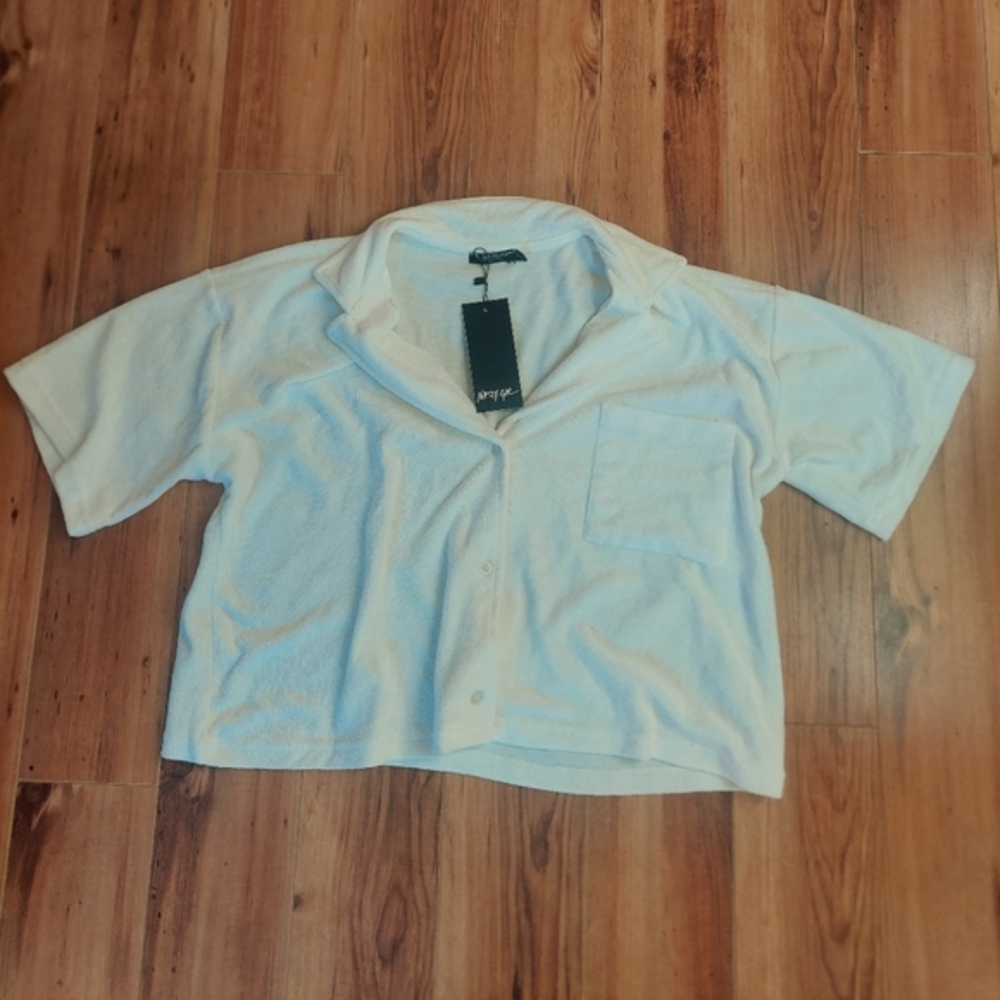 Nasty Gal cream blouse